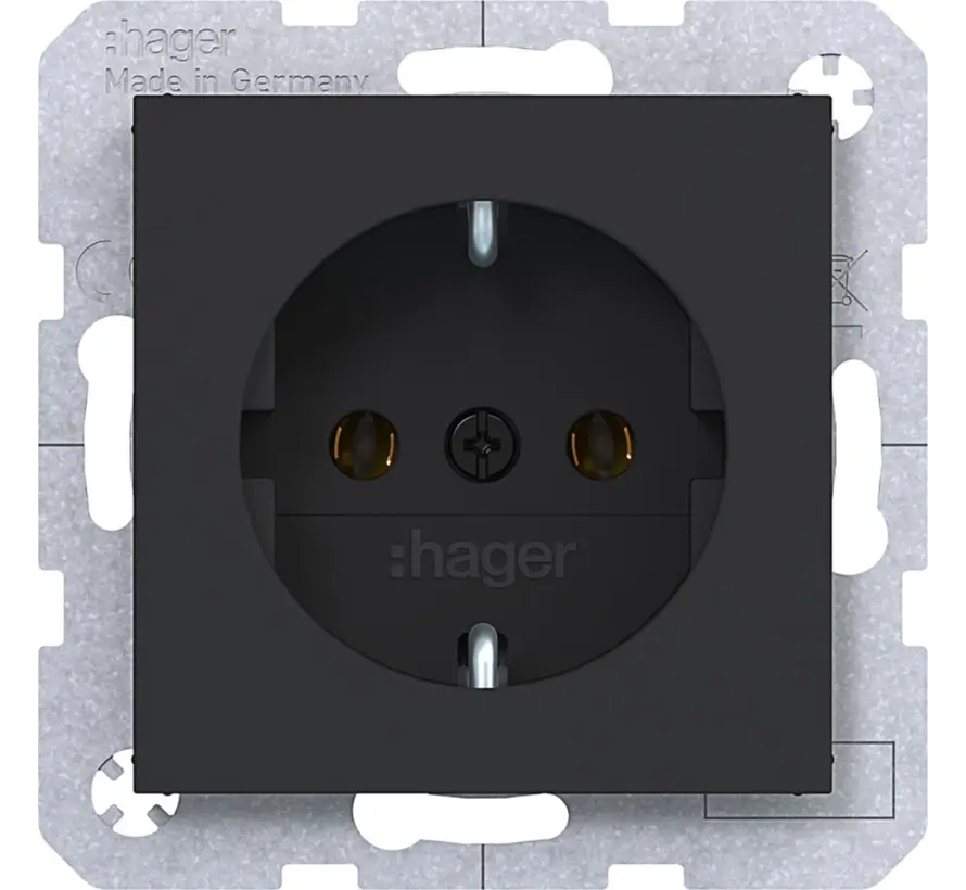 wandcontactdoos randaarde A1/A8/C1/C8 nachtzwart mat (WAS1100BM)