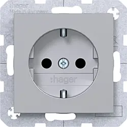 Hager Berker wandcontactdoos randaarde Safety Plus A1/A8/C1/C8 titaan (WAS1200TA)