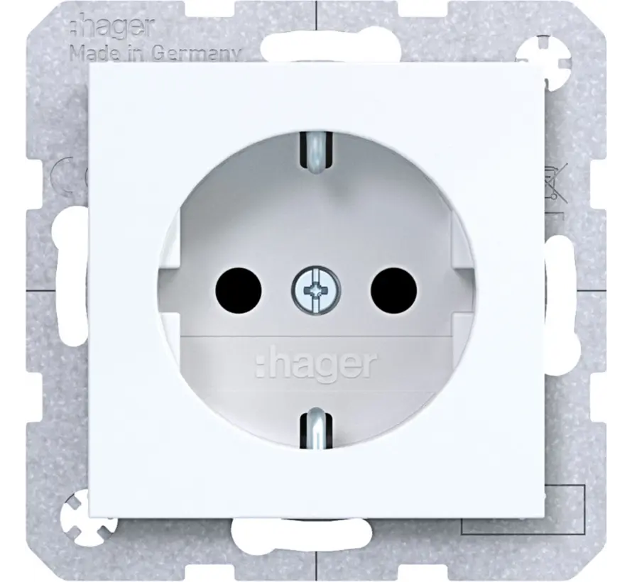 wandcontactdoos randaarde Safety Plus A1/A8/C1/C8 lichtwit glans (WAS1200WG)
