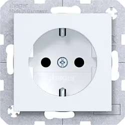 Hager Berker wandcontactdoos randaarde Safety Plus A1/A8/C1/C8 lichtwit mat (WAS1200WM)