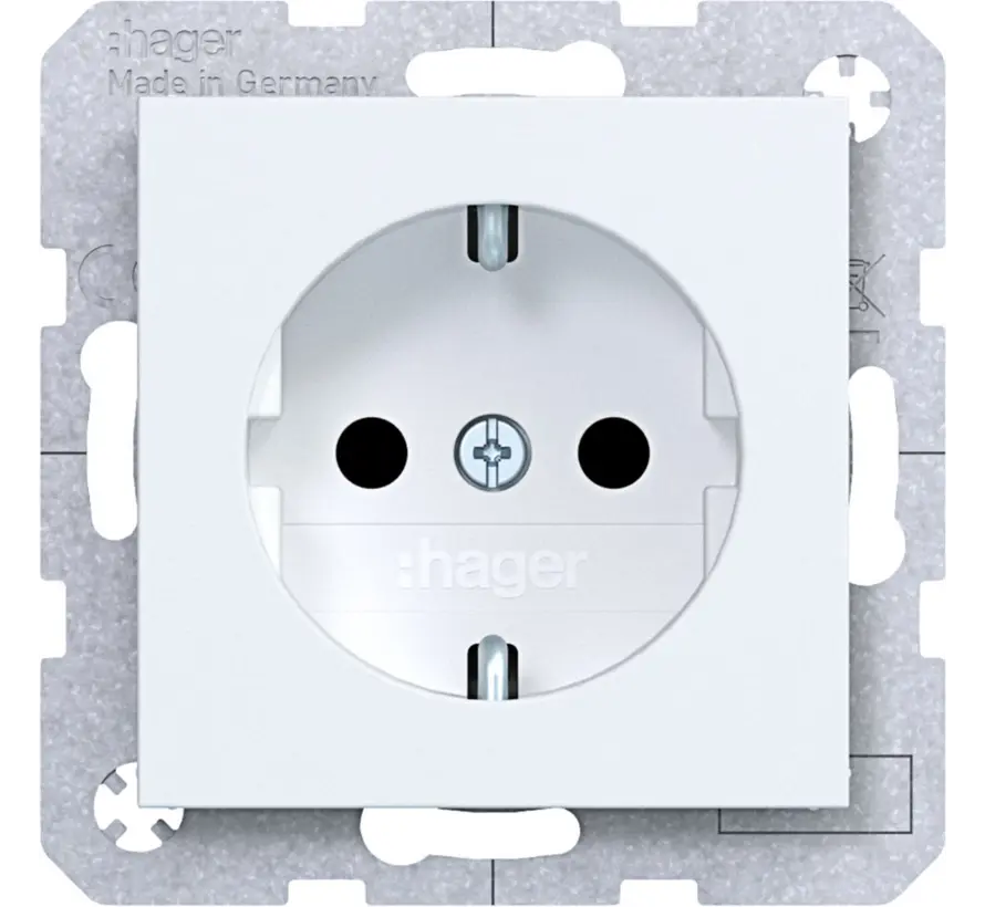 wandcontactdoos randaarde Safety Plus A1/A8/C1/C8 lichtwit mat (WAS1200WM)
