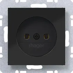 Hager Berker wandcontactdoos zonder randaarde A1/A8/C1/C8 nachtzwart glans (WAS5100BG)