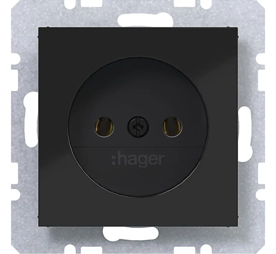 wandcontactdoos zonder randaarde A1/A8/C1/C8 nachtzwart glans (WAS5100BG)