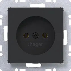 Hager Berker wandcontactdoos zonder randaarde A1/A8/C1/C8 nachtzwart mat