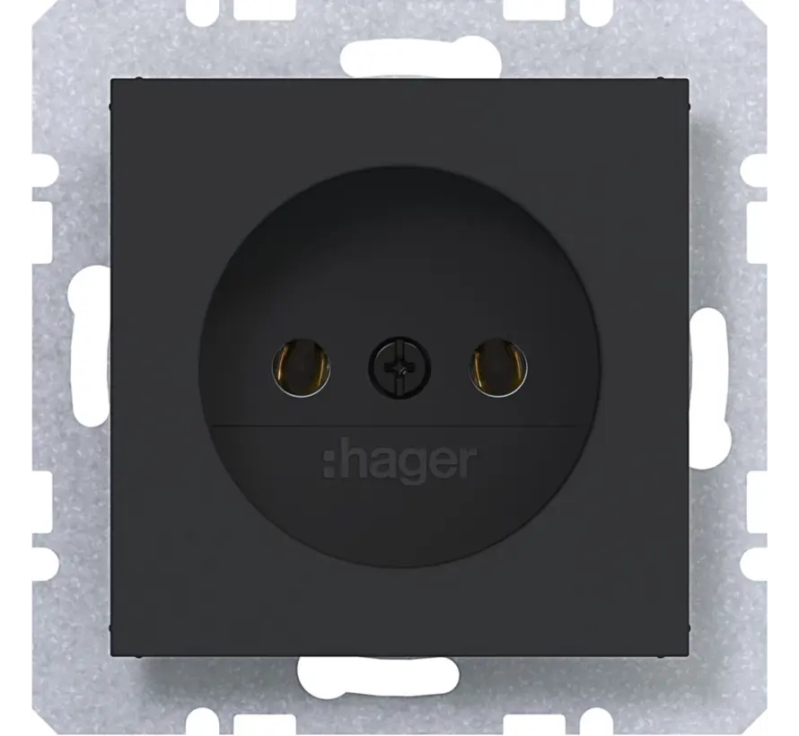 wandcontactdoos zonder randaarde A1/A8/C1/C8 nachtzwart mat