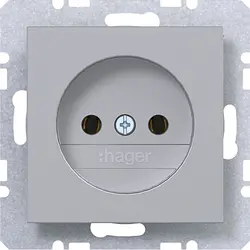 Hager Berker wandcontactdoos zonder randaarde A1/A8/C1/C8 titaan mat (WAS5100TA)