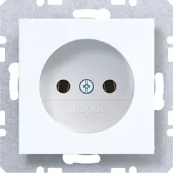 Hager Berker wandcontactdoos zonder randaarde A1/A8/C1/C8 lichtwit glans (WAS5100WG)