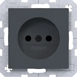 Hager Berker wandcontactdoos zonder randaarde Safety Plus A1/A8/C1/C8 antraciet mat (WAS5200AT)