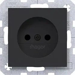 Hager Berker wandcontactdoos zonder randaarde Safety Plus A1/A8/C1/C8 nachtzwart mat (WAS5200BM)