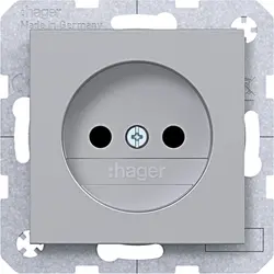 Hager Berker wandcontactdoos zonder randaarde Safety Plus A1/A8/C1/C8 titaan mat (WAS5200TA)