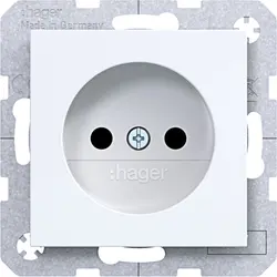 Hager Berker wandcontactdoos zonder randaarde Safety Plus A1/A8/C1/C8 lichtwit glans (WAS5200WG)
