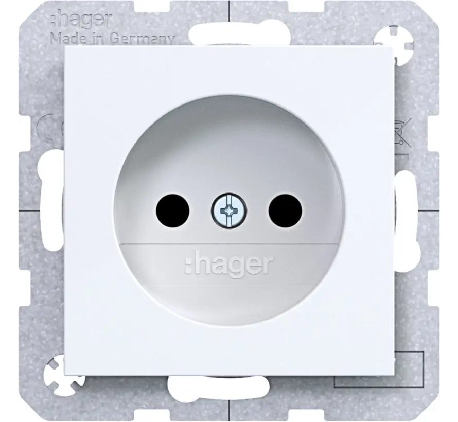 wandcontactdoos zonder randaarde Safety Plus A1/A8/C1/C8 lichtwit glans (WAS5200WG)