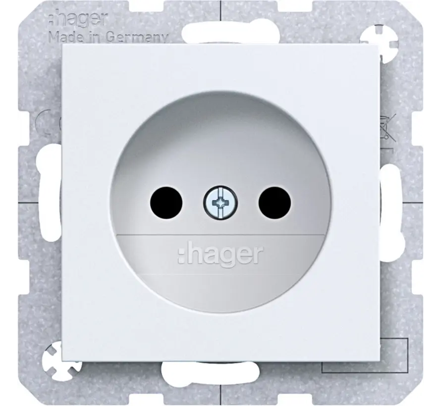 wandcontactdoos zonder randaarde Safety Plus A1/A8/C1/C8 lichtwit mat (WAS5200WM)