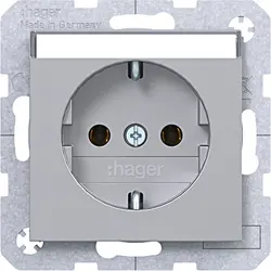 Hager Berker wandcontactdoos randaarde met tekstveld A1/A8/C1/C8 titaan mat (WAS1101TA)