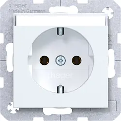 Hager Berker wandcontactdoos randaarde met tekstveld A1/A8/C1/C8 lichtwit mat (WAS1101WM)
