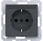 wandcontactdoos randaarde Safety Plus met tekstveld A1/A8/C1/C8 antraciet mat (WAS1201AT)