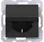 wandcontactdoos randaarde met klapdeksel A1/A8/C1/C8 nachtzwart glans (WAS1110BG)