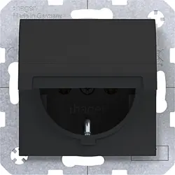 Hager Berker wandcontactdoos randaarde met klapdeksel A1/A8/C1/C8 nachtzwart mat (WAS1110BM)