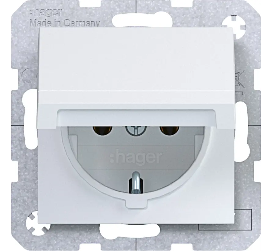 wandcontactdoos randaarde met klapdeksel A1/A8/C1/C8 lichtwit mat (WAS1110WM)