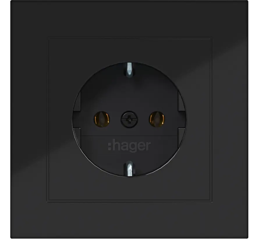 wandcontactdoos randaarde voor afzonderlijke montage A1 nachtzwart glans (WAS1120BG)