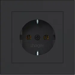 Hager Berker wandcontactdoos randaarde voor afzonderlijke montage A1 nachtzwart mat (WAS1120BM)