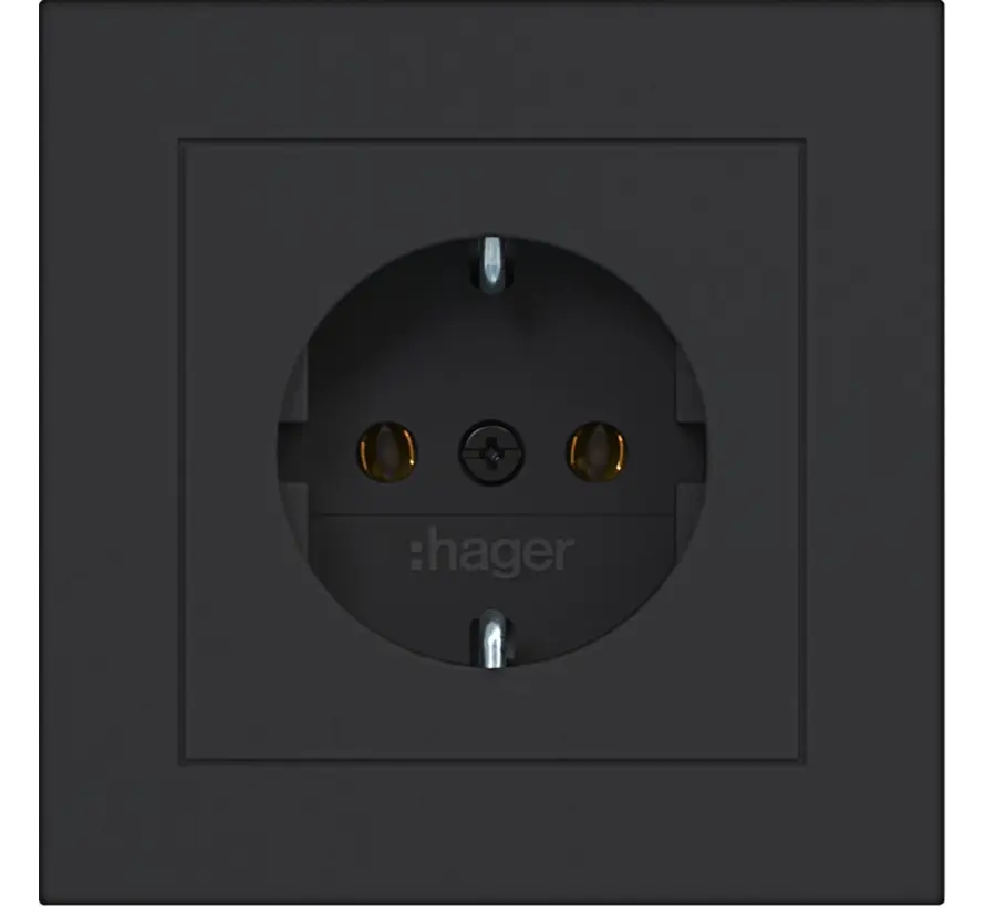 wandcontactdoos randaarde voor afzonderlijke montage A1 nachtzwart mat (WAS1120BM)