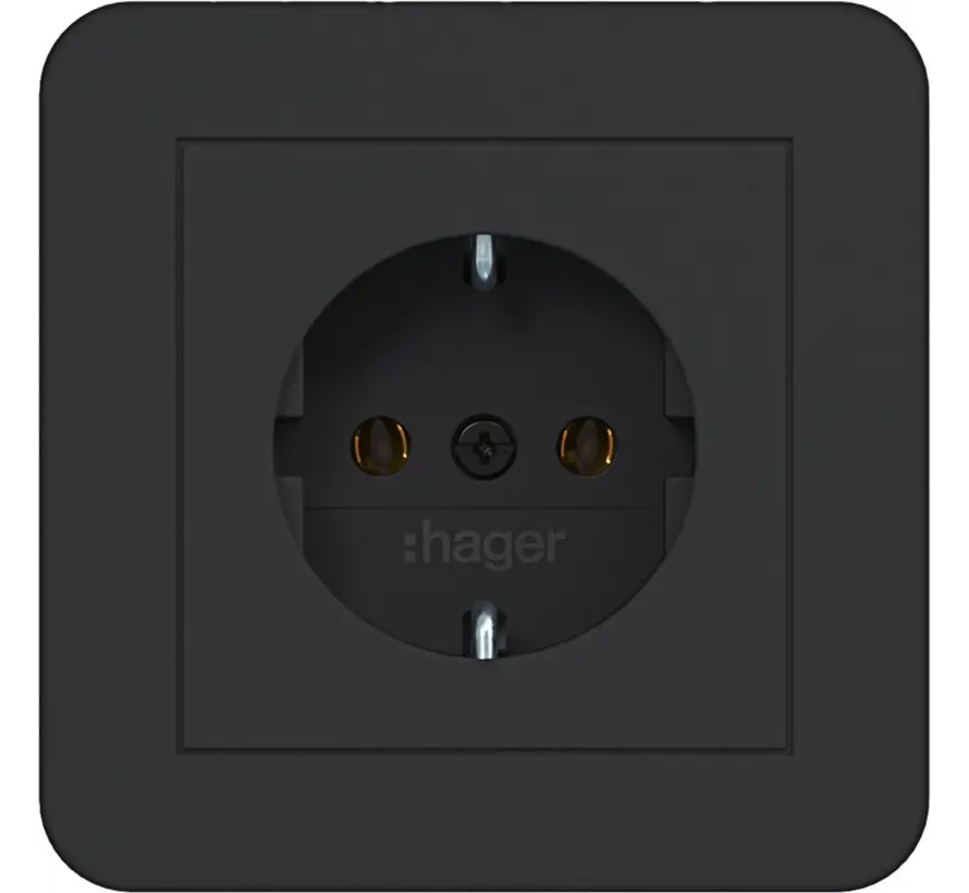 wandcontactdoos randaarde voor afzonderlijke montage C1 nachtzwart mat (WAS1121BM)