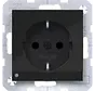 wandcontactdoos randaarde Safety Plus met LED-orientatielicht A1/A8/C1/C8 nachtzwart glans (WAS1462BG)