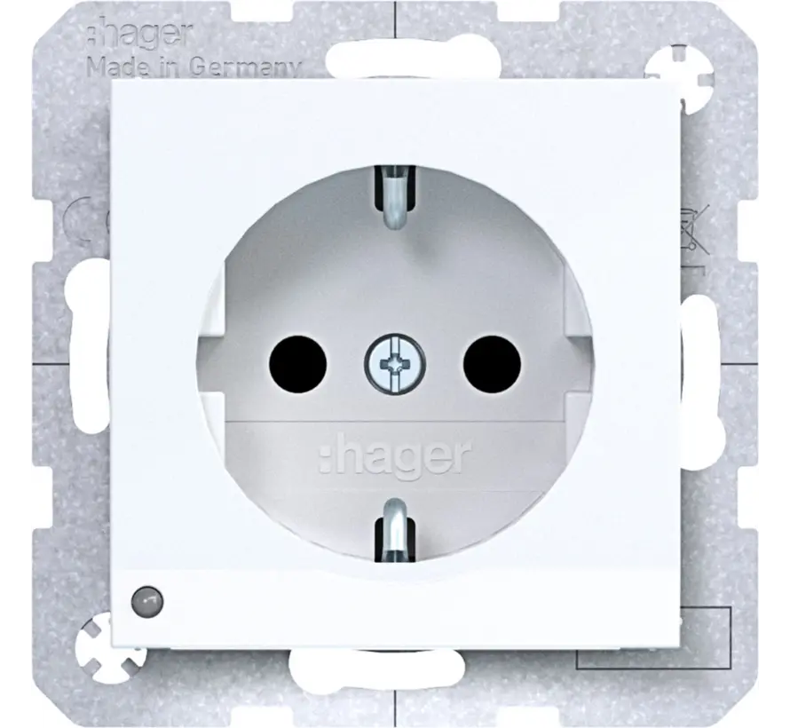 wandcontactdoos randaarde Safety Plus met LED-orientatielicht A1/A8/C1/C8 lichtwit glans (WAS1462WG)