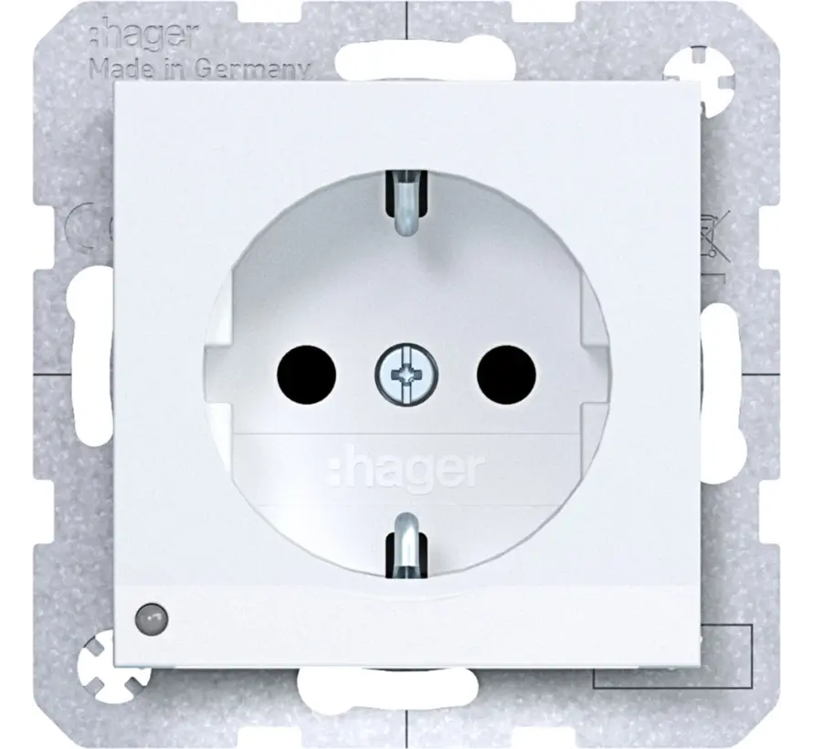 wandcontactdoos randaarde Safety Plus met LED-orientatielicht A1/A8/C1/C8 lichtwit mat (WAS1462WM)