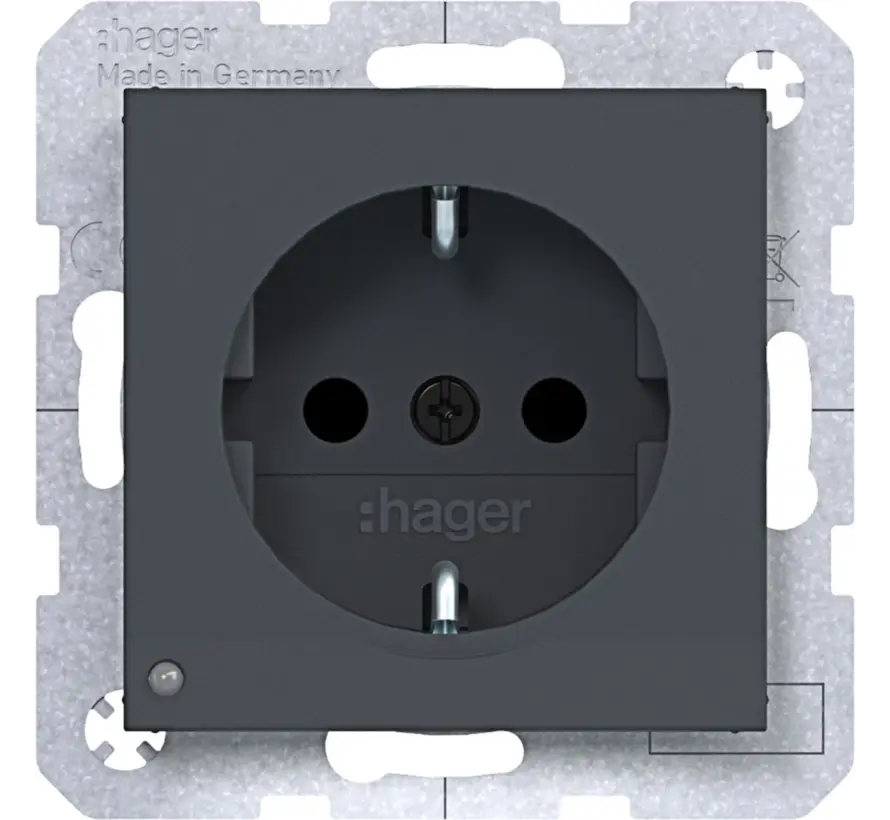 wandcontactdoos randaarde Safety Plus met LED-orientatielicht A1/A8/C1/C8 antraciet mat (WAS1462AT)