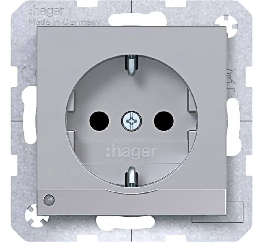 wandcontactdoos randaarde Safety Plus met LED-orientatielicht A1/A8/C1/C8 titaan mat (WAS1462TA)