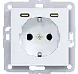 wandcontactdoos randaarde met 2x USB-C A1/A8/C1/C8 lichtwit mat (WAS4055WM)
