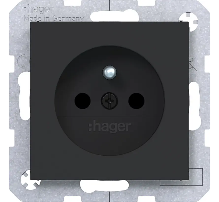 wandcontactdoos penaarde Safety Plus A1/A8/C1/C8 nachtzwart mat (WAS1600BM)