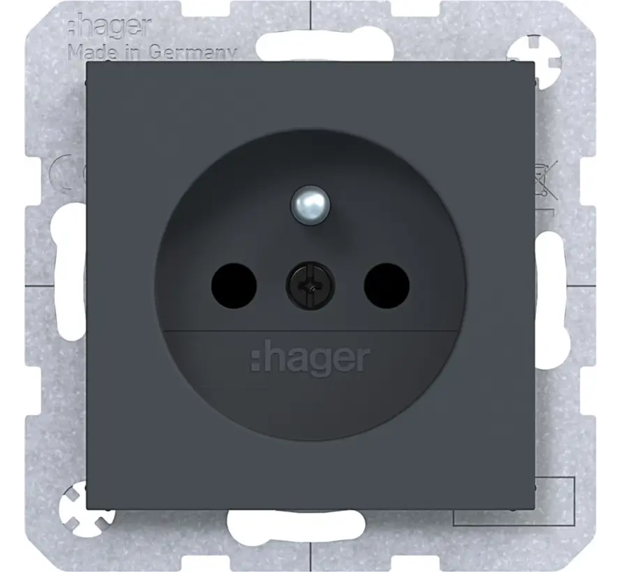 wandcontactdoos penaarde Safety Plus A1/A8/C1/C8 antraciet mat (WAS1600AT)