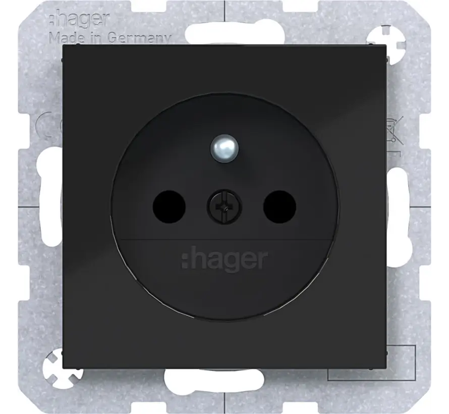 wandcontactdoos penaarde Safety Plus A1/A8/C1/C8 nachtzwart glans (WAS1600BG)