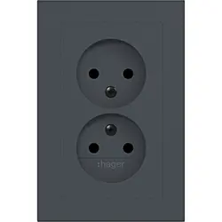 Hager Berker wandcontactdoos 2-voudig zonder randaarde Safety Plus voor enkele inbouwdoos A1 antraciet mat (WAS5470AT)