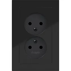 Hager Berker wandcontactdoos 2-voudig zonder randaarde Safety Plus voor enkele inbouwdoos A1 nachtzwart glans (WAS5470BG)