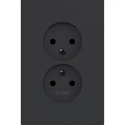 Hager Berker wandcontactdoos 2-voudig zonder randaarde Safety Plus voor enkele inbouwdoos A1 nachtzwart mat (WAS5470BM)