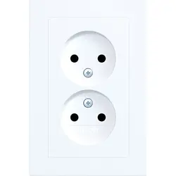 Hager Berker wandcontactdoos 2-voudig zonder randaarde Safety Plus voor enkele inbouwdoos A1 lichtwit mat (WAS5470WM)
