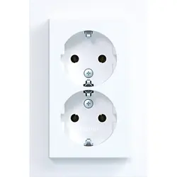 Hager Berker wandcontactdoos 2-voudig randaarde voor enkele inbouwdoos A1 lichtwit mat (WAS2175WM)