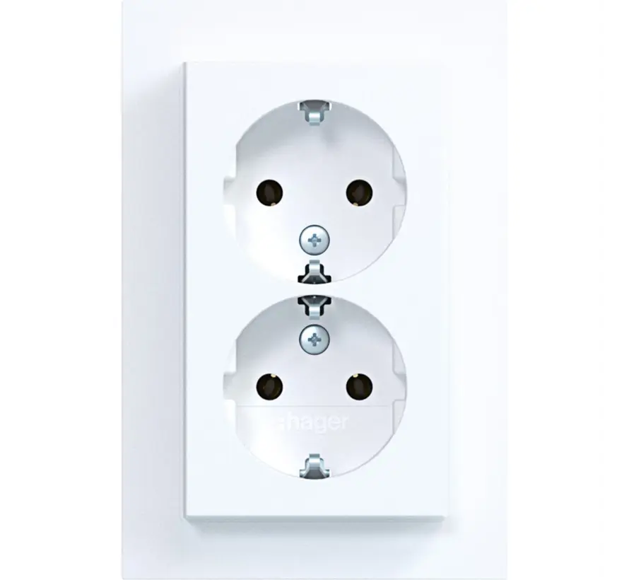 wandcontactdoos 2-voudig randaarde voor enkele inbouwdoos A1 lichtwit mat (WAS2175WM)