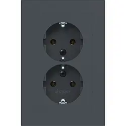 Hager Berker wandcontactdoos 2-voudig randaarde voor ovale 1,5 inbouwdoos A1 antraciet mat (WAS2170AT)