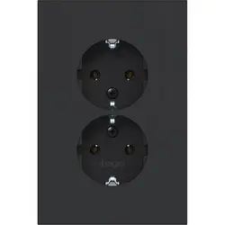 Hager Berker wandcontactdoos 2-voudig randaarde voor ovale 1,5 inbouwdoos A1 nachtzwart mat (WAS2170BM)