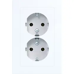 Hager Berker wandcontactdoos 2-voudig randaarde voor ovale 1,5 inbouwdoos A1 lichtwit glans (WAS2170WG)