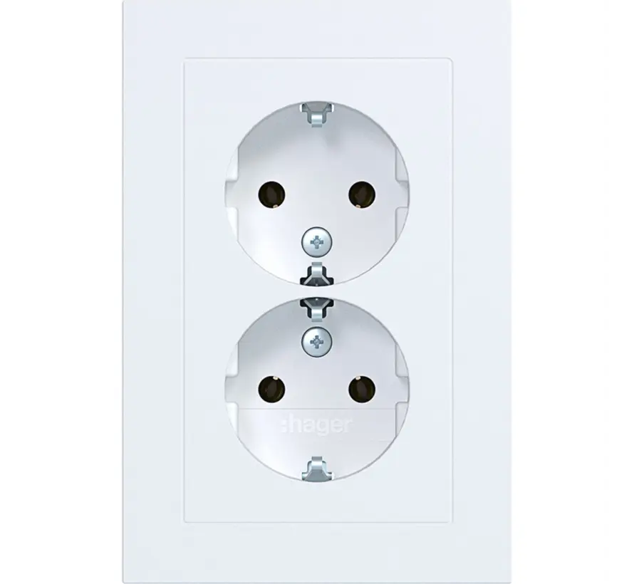 wandcontactdoos 2-voudig randaarde voor ovale 1,5 inbouwdoos A1 lichtwit mat (WAS2170WM)
