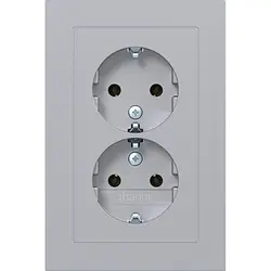 Hager Berker wandcontactdoos 2-voudig randaarde voor ovale 1,5 inbouwdoos A1 titaan (WAS2170TA)