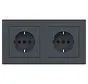 wandcontactdoos 2-voudig randaarde voorbedraad voor duo-inbouwdoos A1 antraciet mat (WAS2123AT)