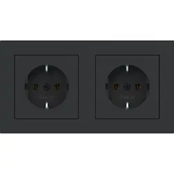 Hager Berker wandcontactdoos 2-voudig randaarde voorbedraad voor duo-inbouwdoos A1 nachtzwart mat (WAS2123BM)