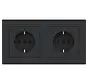 wandcontactdoos 2-voudig randaarde voorbedraad voor duo-inbouwdoos A1 nachtzwart mat (WAS2123BM)